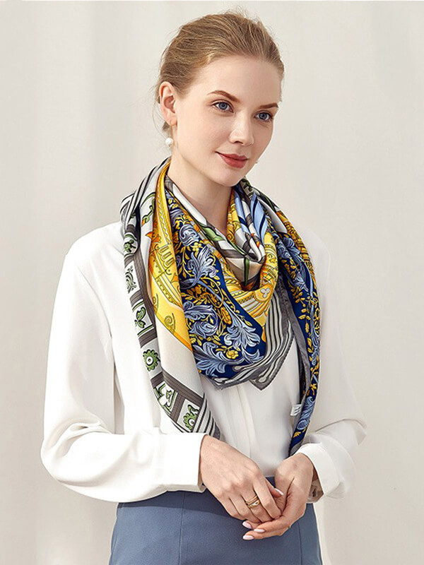 (image for) 41"x41" Ladies Big Square Mulberry Silk Scarf Printed Silk Shawl