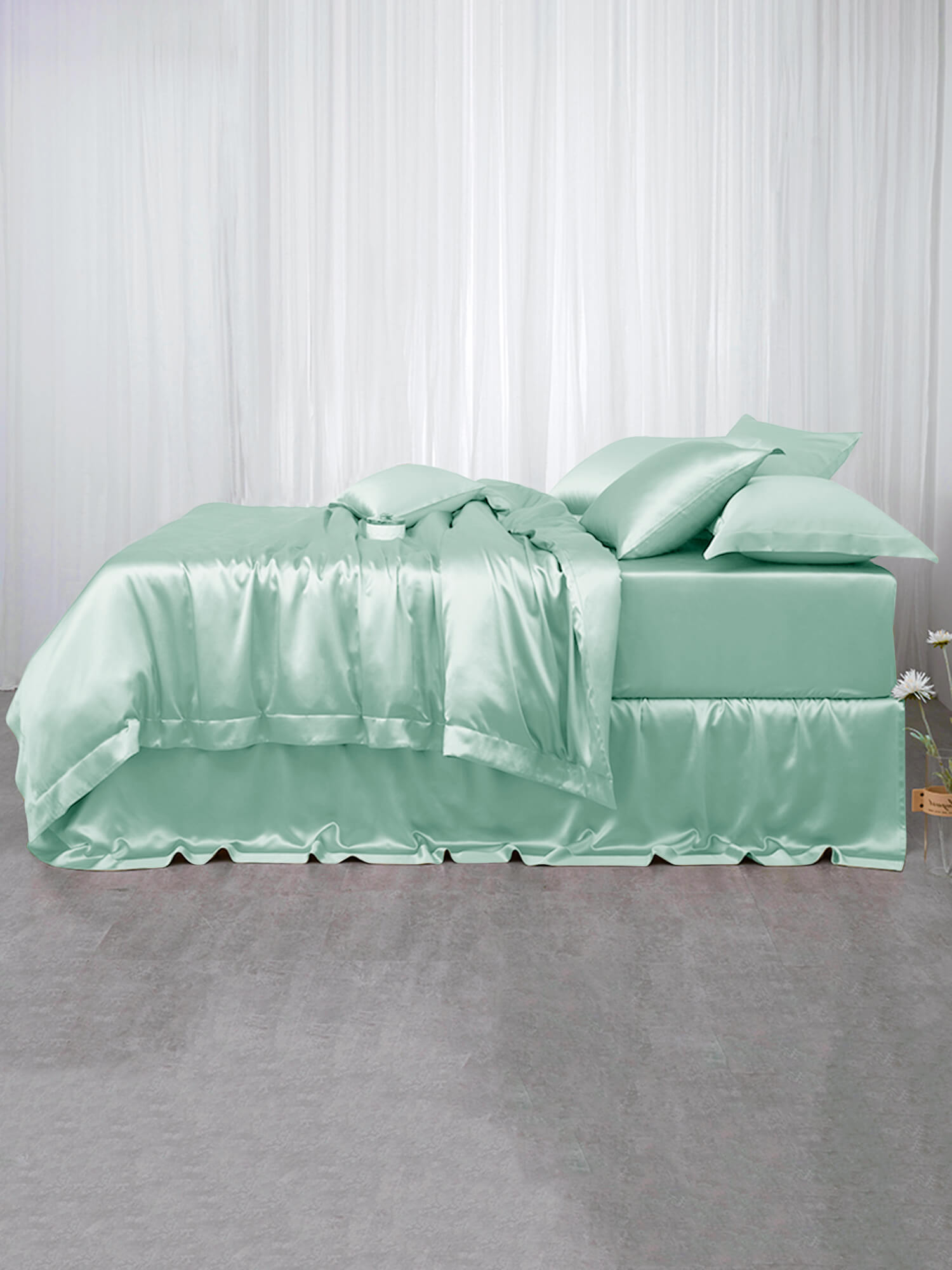 (image for) 19 Momme 4PCS Silk Flat Sheet and Fitted Sheet Set