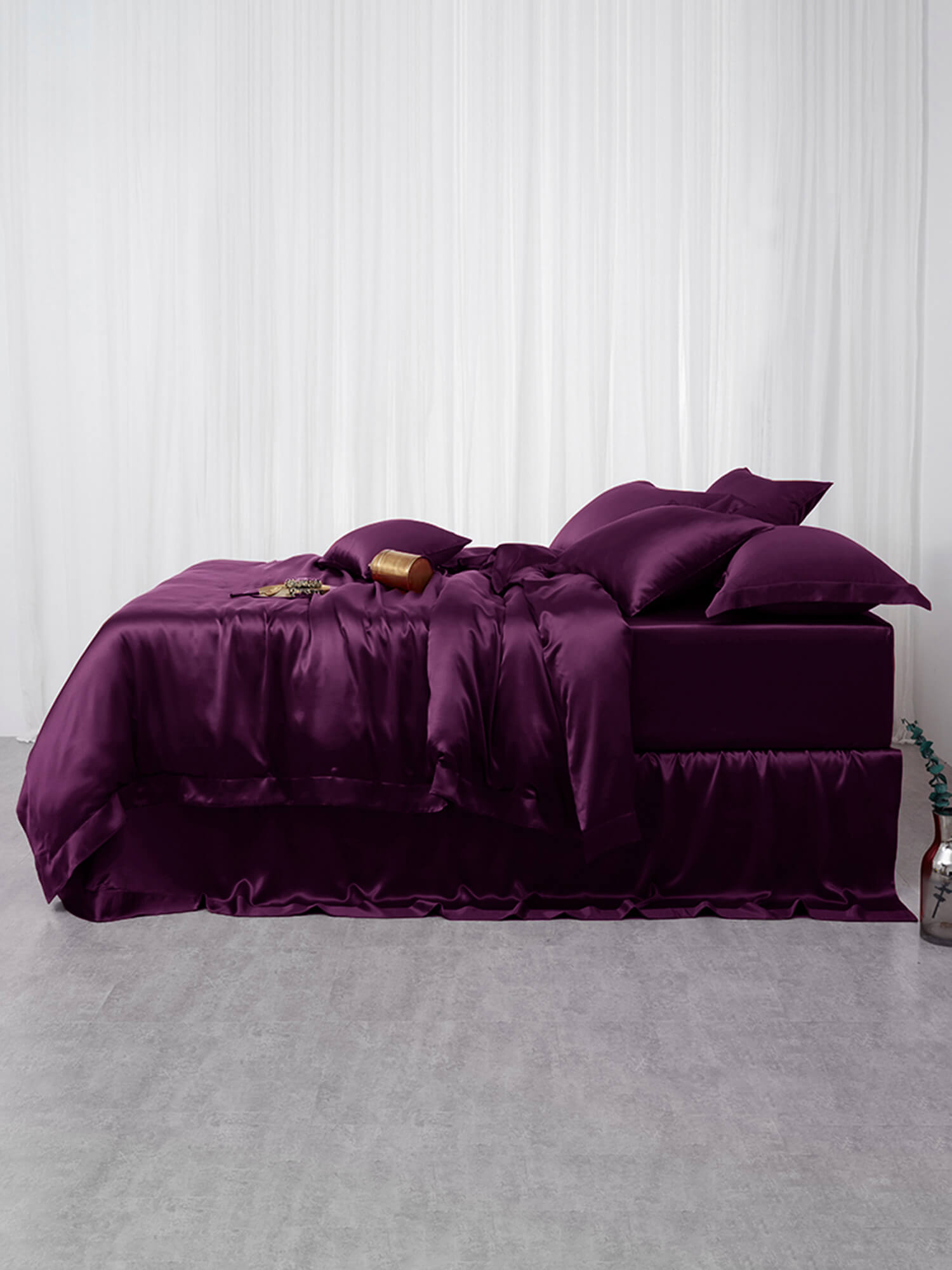 (image for) 22 Momme 4PCS Silk Flat Sheet and Fitted Sheet Set