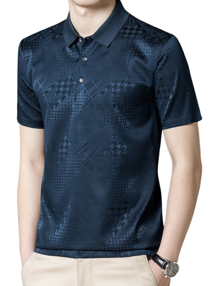 (image for) Men's Jacquard Stretch Silk Polo Shirt