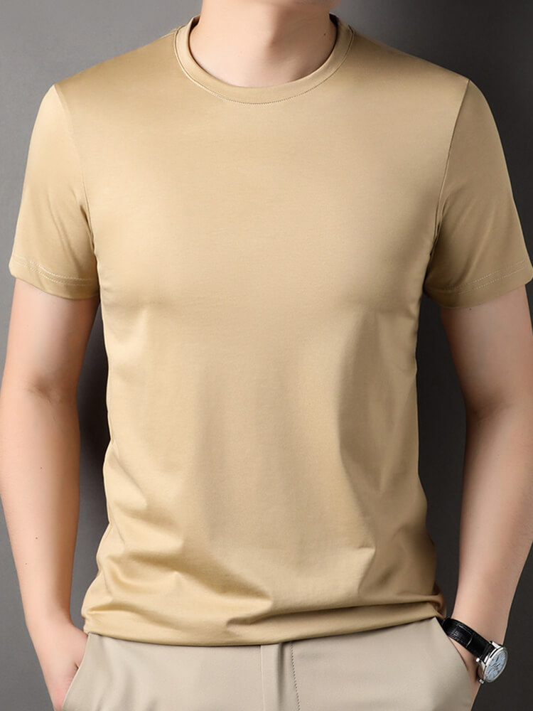(image for) Men's Short Sleeve Crew Neck Silk T-Shirt