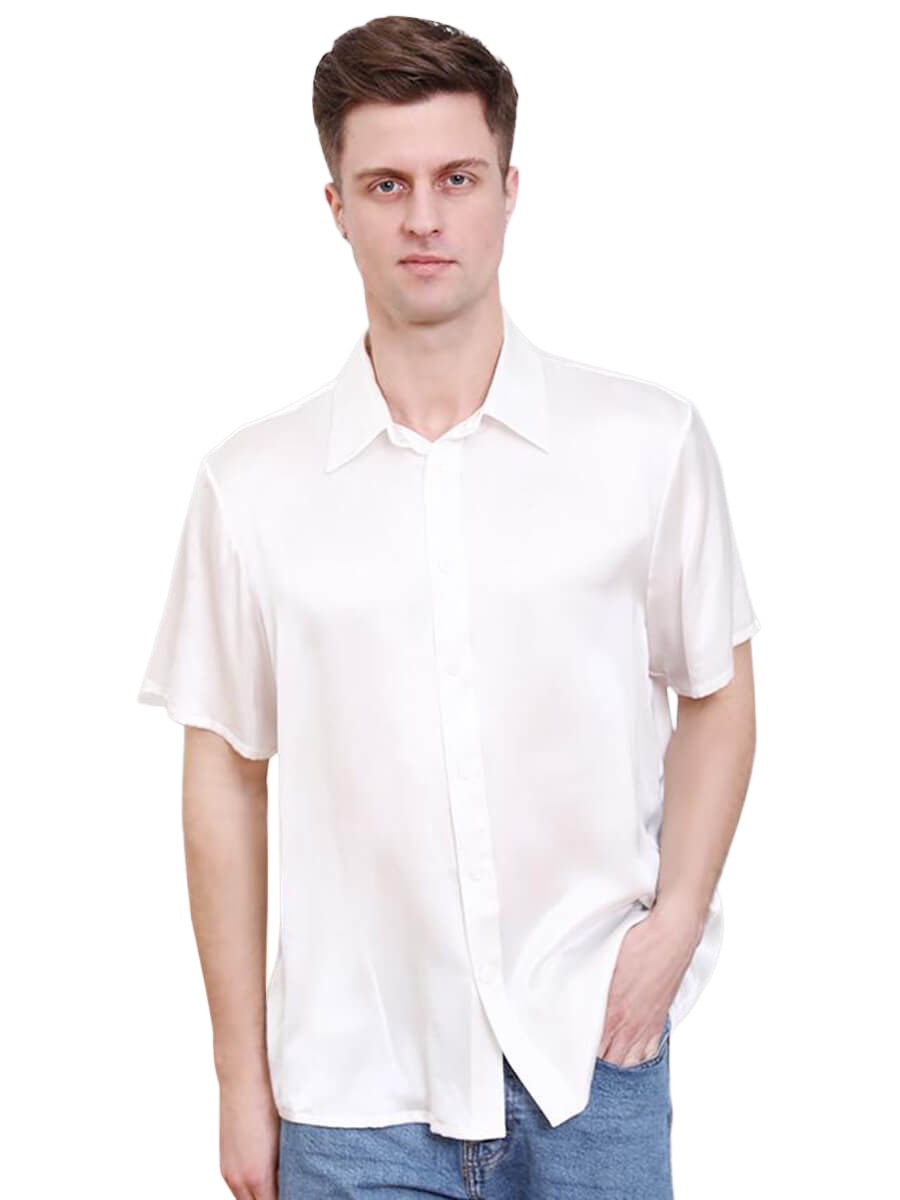 (image for) 22 Momme Luxury Short-sleeve Silk Shirt for Men