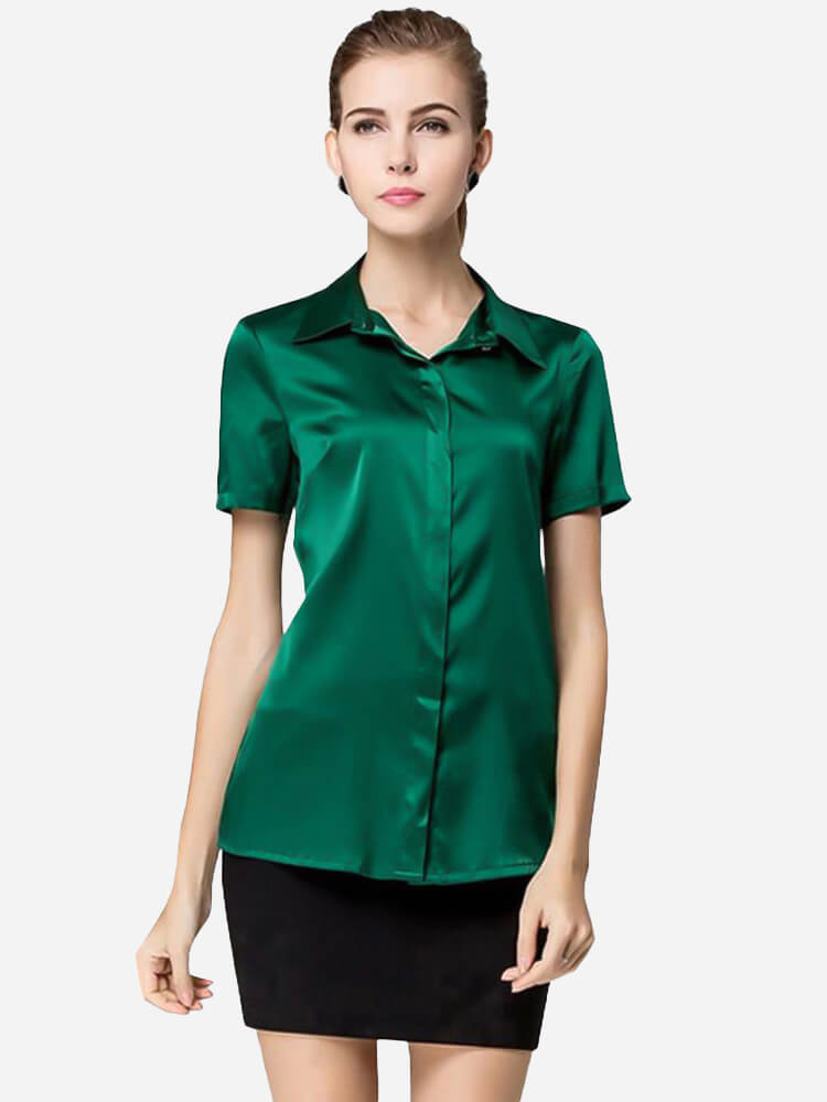 (image for) 22 Momme Short Sleeve Silk Shirt For Women