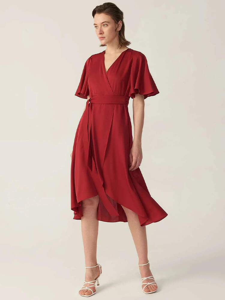 (image for) 22 Momme Silk Ruffle Wrap Dress
