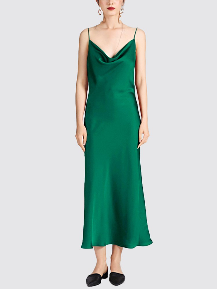 (image for) 22 Momme Long Cowl Neck Mulberry Silk Slip Dress