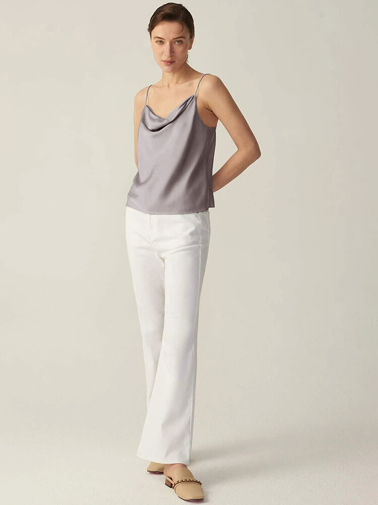 (image for) 22 Momme Ladies Luxuirous Sexy Cowl Neck Mulberry Silk Camisole