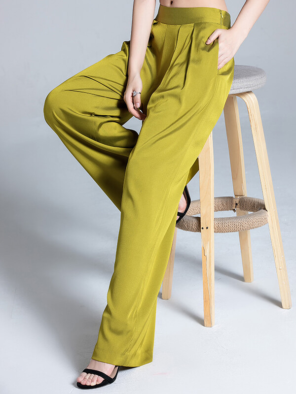 (image for) Mulberry Silk Long Wide Leg Silk Pants for Women