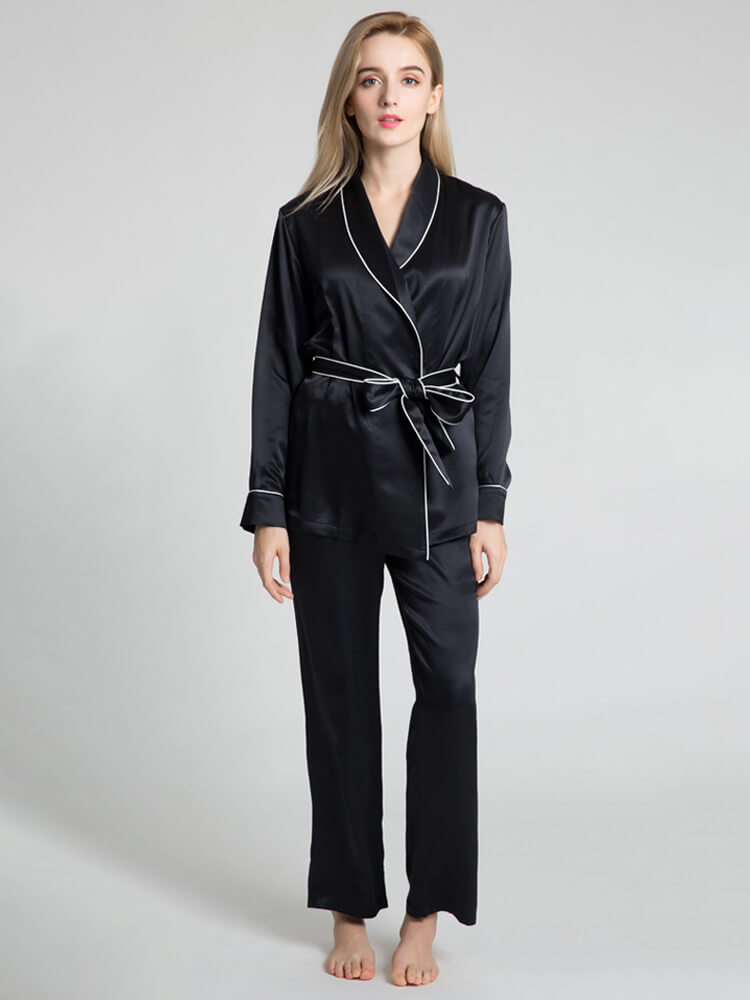 (image for) 22 Momme Women's 100% Silk Pajama Robe Set with Belt