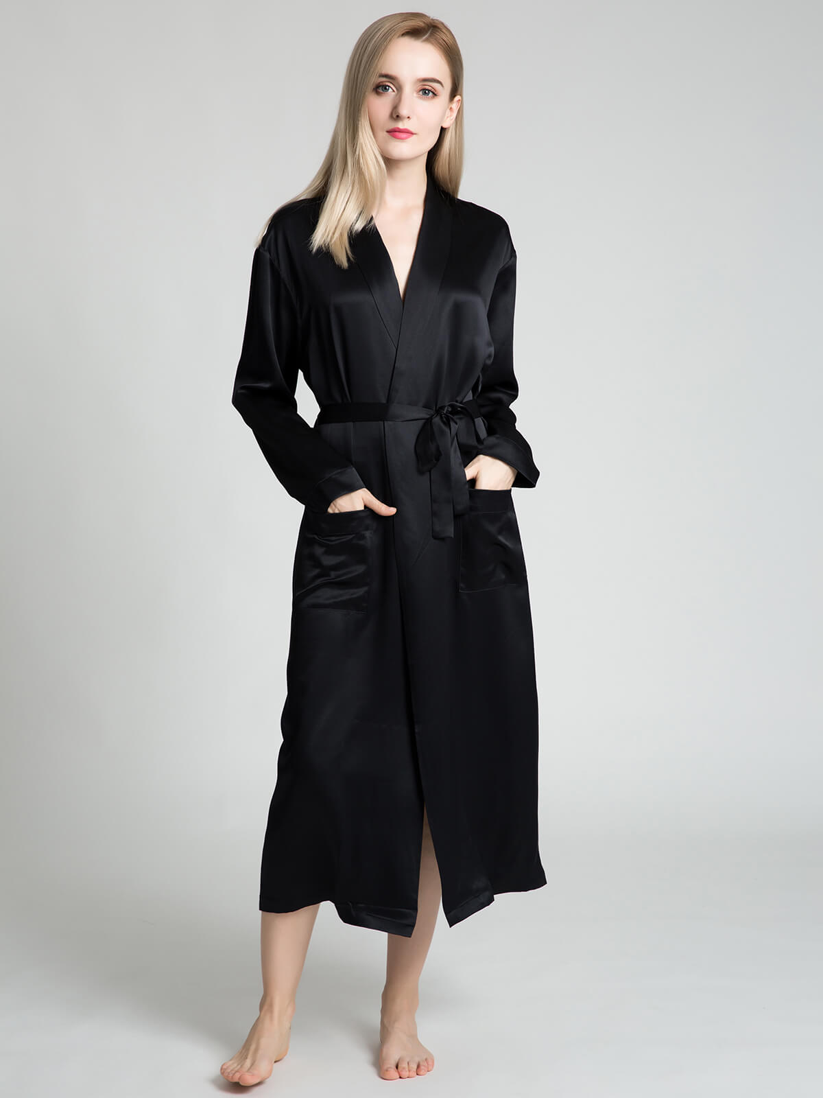 (image for) 22 Momme Classic Long Silk Robe for Women