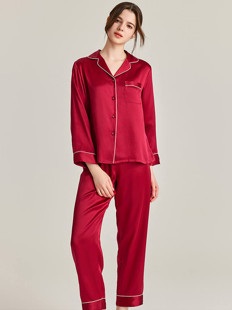 (image for) Double-Sided Silky Smooth Reversible Silk Pajamas Double-Layered