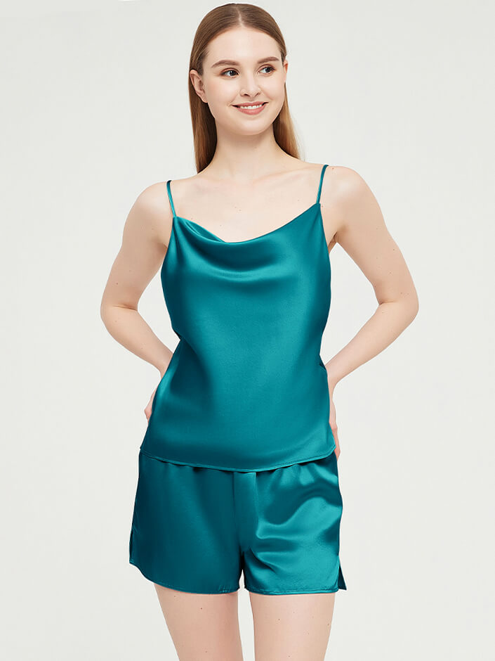 (image for) 22 Momme Sexy Cowl Neck Silk Camisole Sets