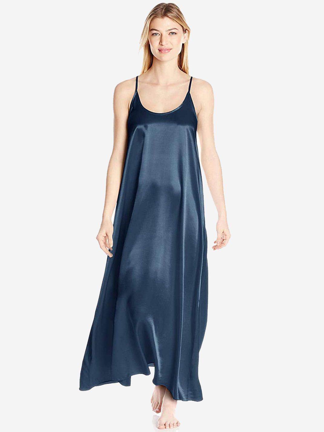 (image for) 22 Momme Flowy Silk Maxi Slip Nightgown Gathered Back