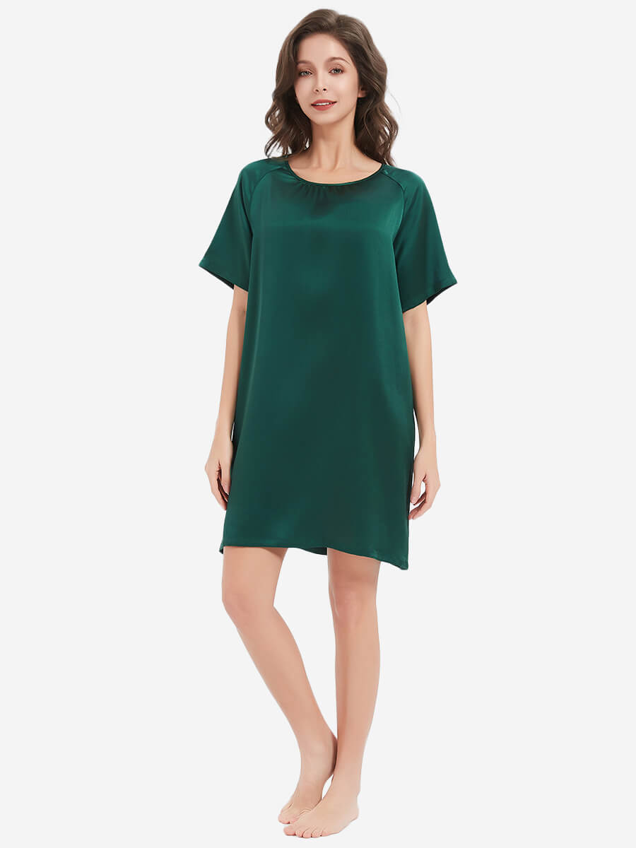 (image for) 22 Momme Short Sleeve Loose Fit Relaxed Silk Nightdress