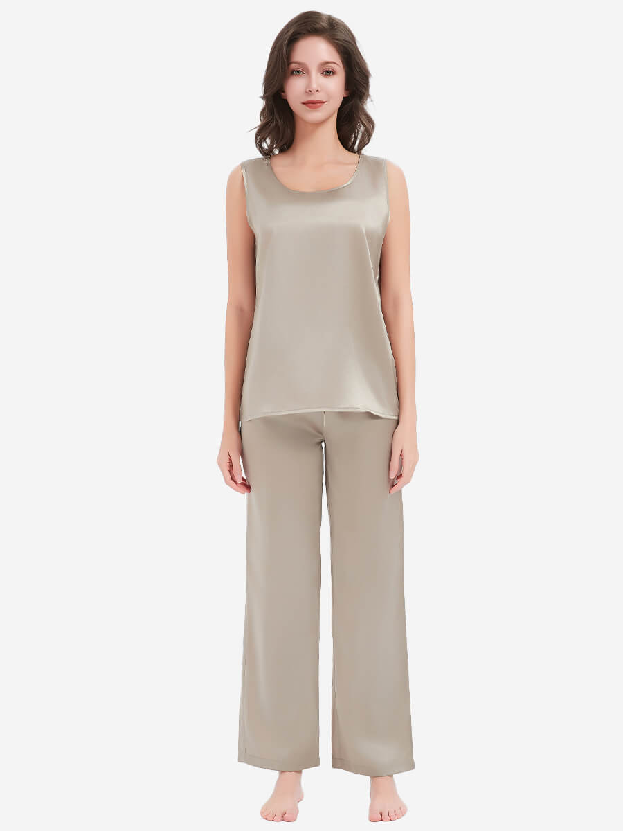 (image for) 22 Momme Silk Tank Top and Pajama Pants Set for Women
