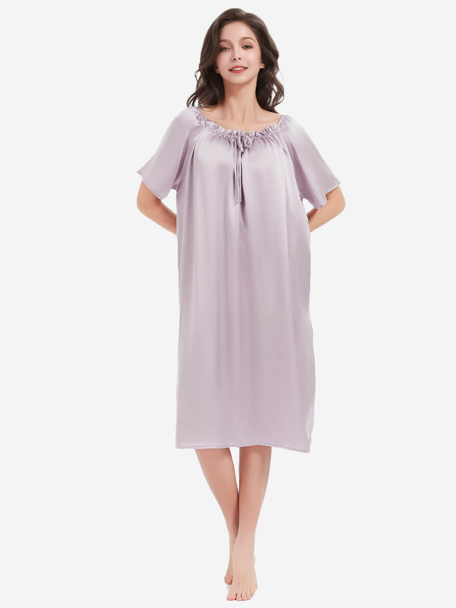 (image for) 22 Momme Loost-fit Knee-length Comfortable Silk Nightdress