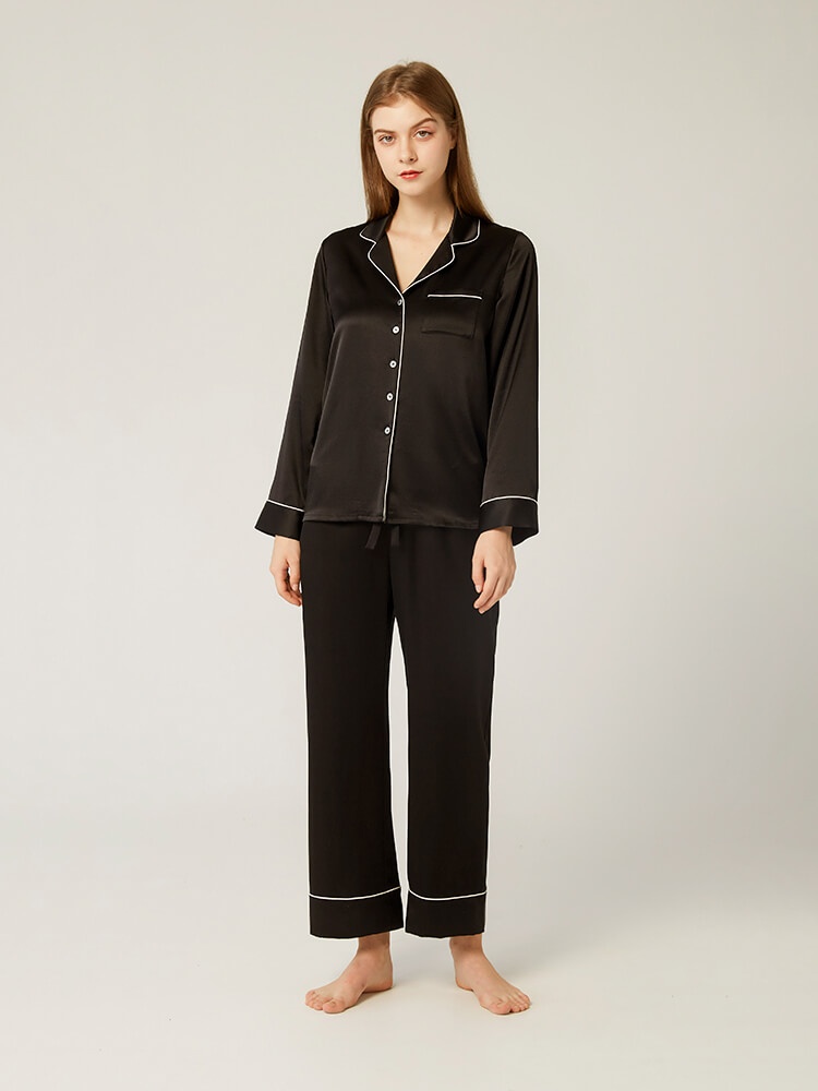 (image for) 30 Momme Luxury Long Silk Pajama Sets - Wear at home and beyond