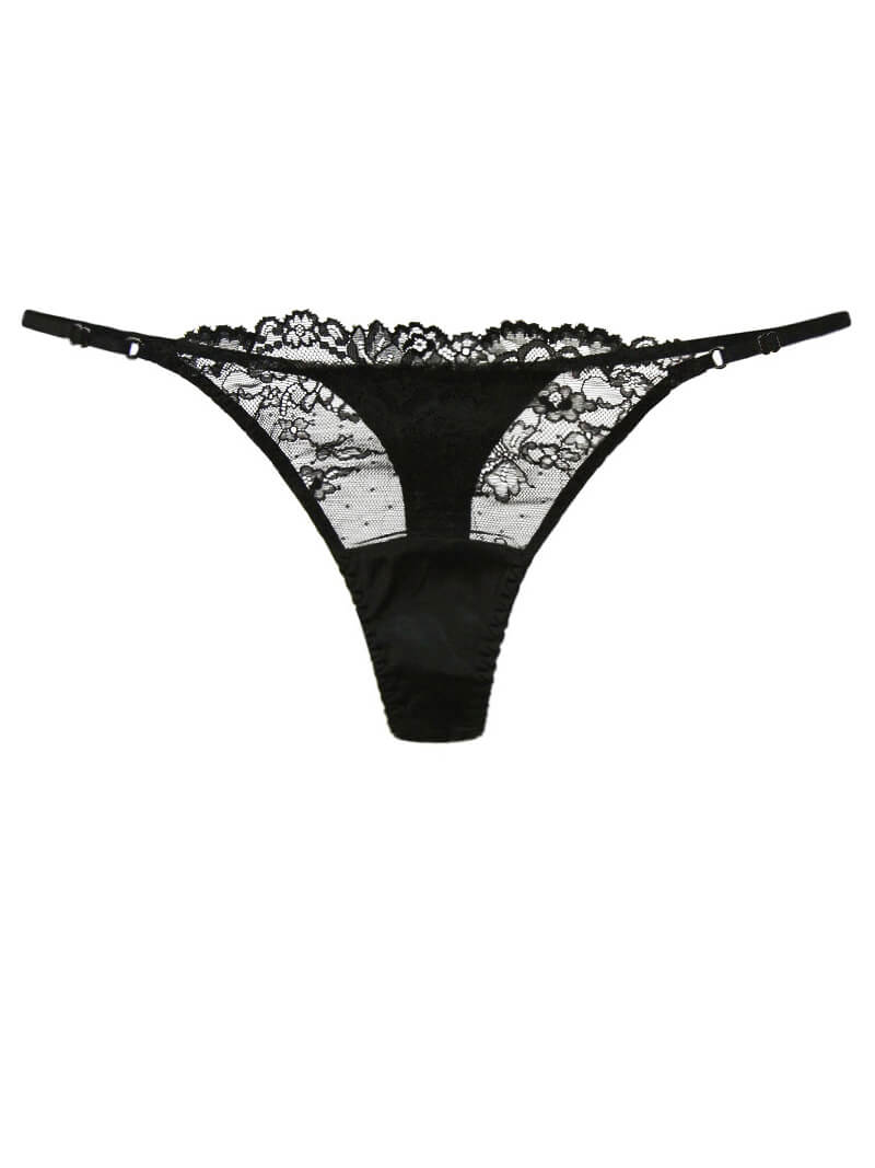 (image for) Floral Mesh Silk Thong Panty
