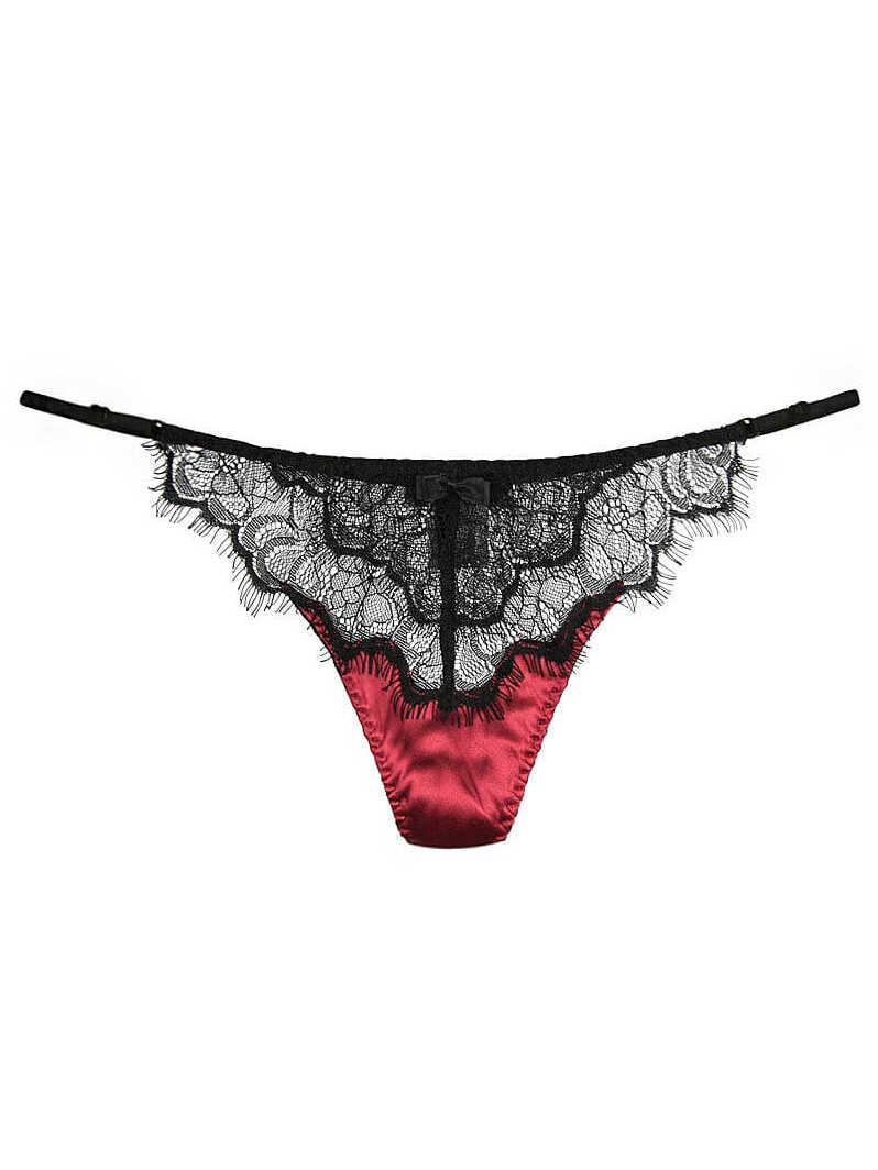 (image for) Lace and Mesh Silk Thong Panty