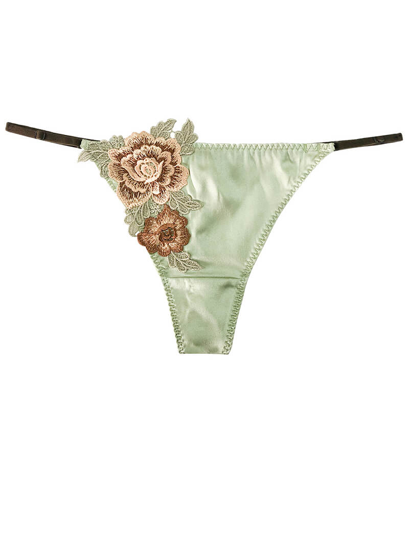 (image for) Luxurious Embroidery Mulberry Silk Charmeuse Panty