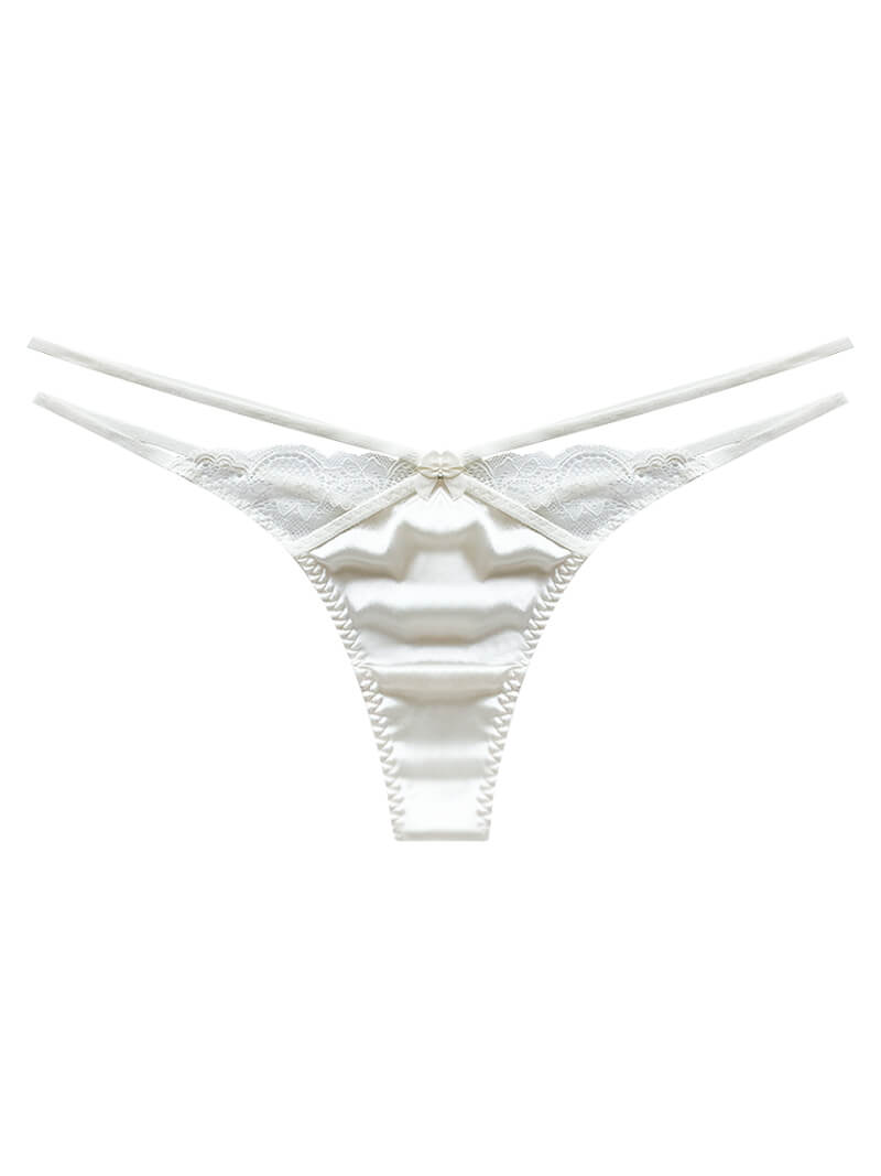 (image for) Strappy Cutout Silk Lace Thong Underwear