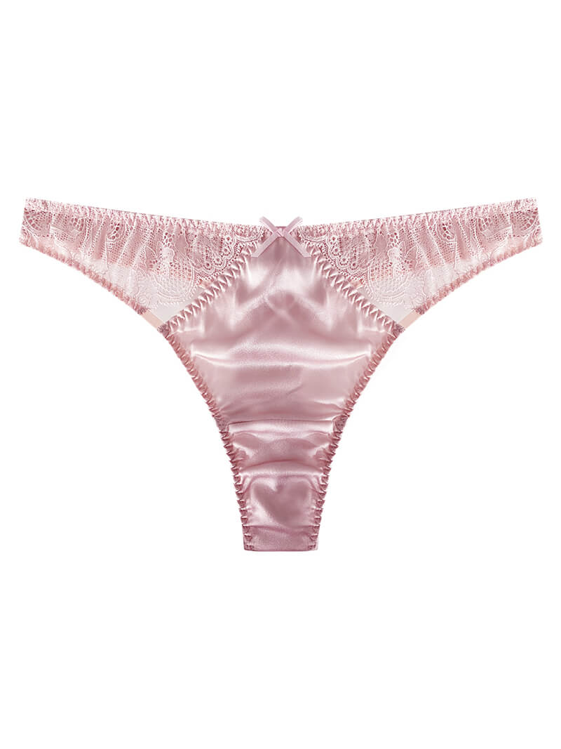 (image for) Women Silk G-string Panties With Lace Mesh