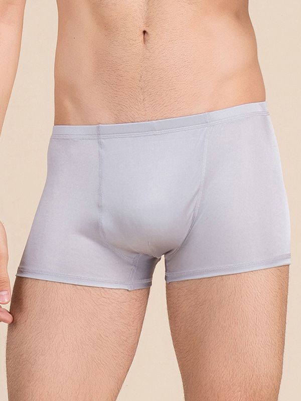 (image for) Men's Solid Color Mid-Waist Silk Boxer Shorts