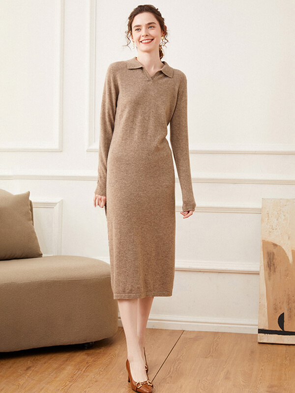 (image for) Women Laid-back Cashmere Polo Sweater Dress
