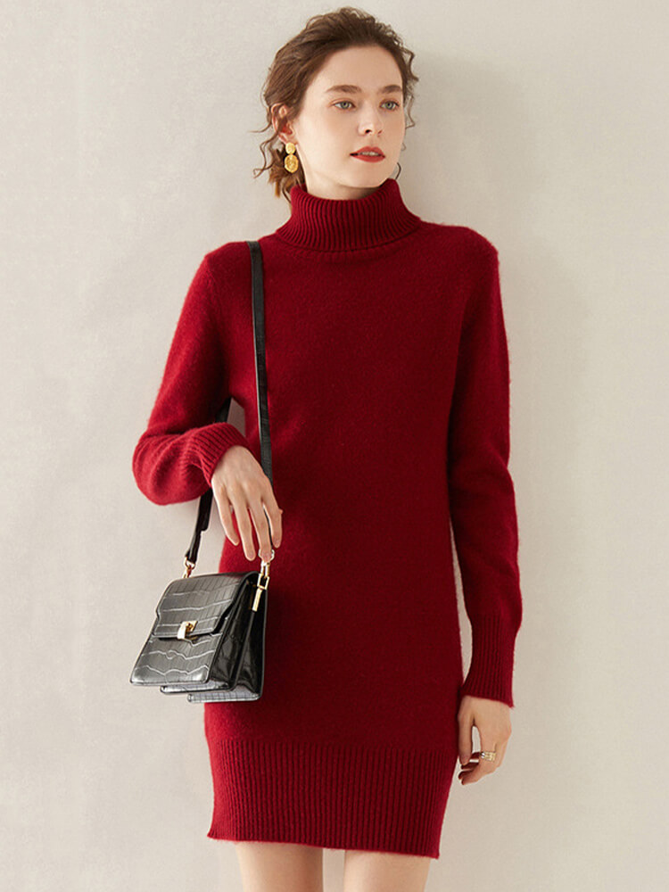 (image for) Thickened Cashmere Turtleneck Sweater Dress