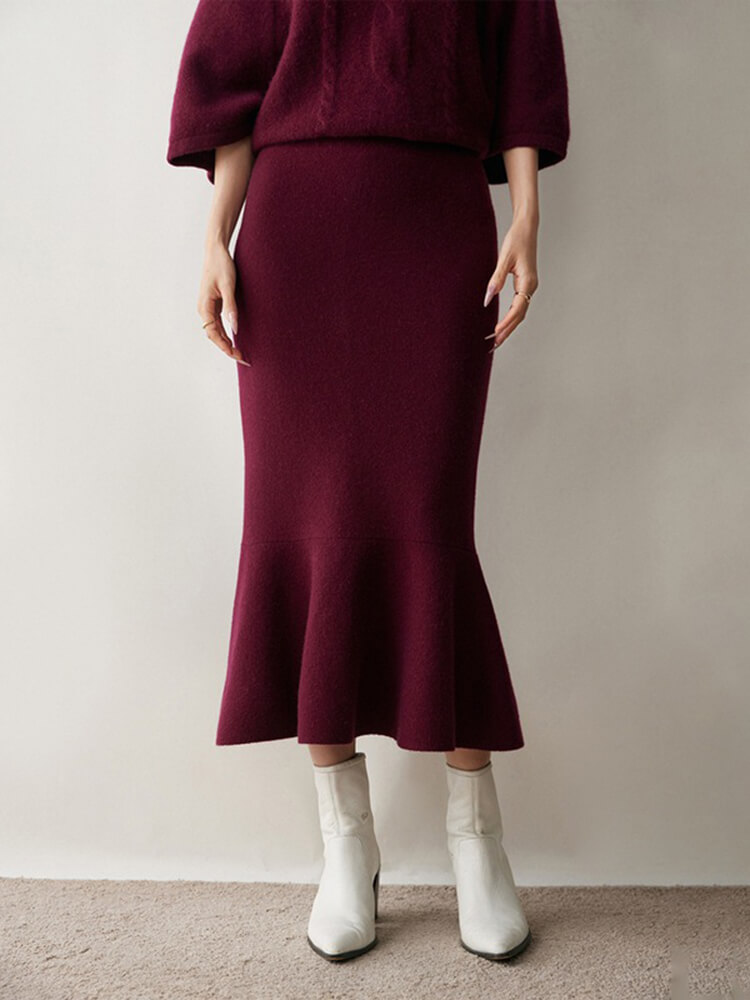 (image for) Elegant Cashmere Wool Blend Mermaid Skirt