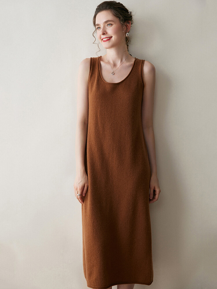 (image for) Scoop-Neck Cashmere Tank Midi Dress