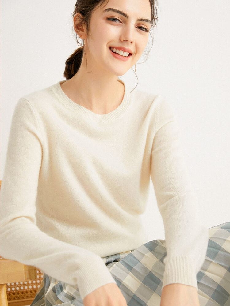(image for) Basic Crewneck Cashmere Sweater For Women