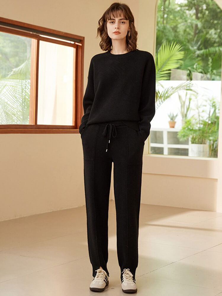 (image for) Relaxed Fit 2PCs Cashmere Sweater & Drawstring Pant Lounge Set
