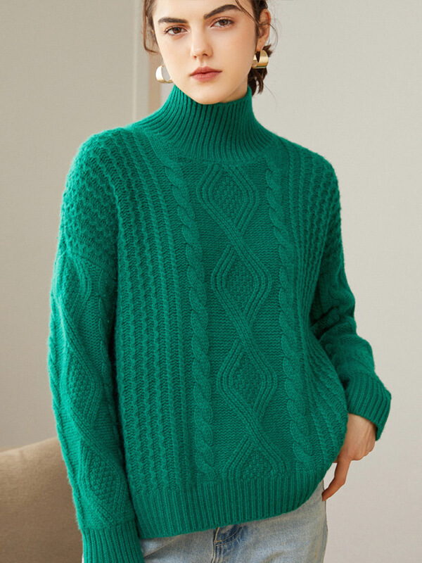 (image for) Cable-Knit Turtleneck Cashmere Sweater