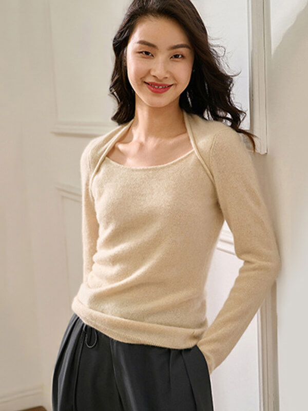 (image for) Women's Superfine Shape Wool Cashmere Scoop-Neck Sweater
