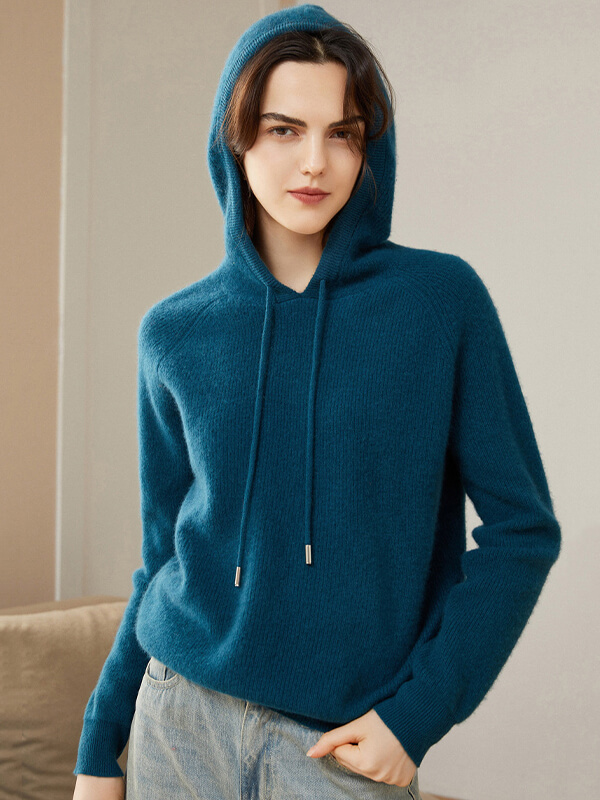 (image for) Women's Superfine 100% Cashmere Hooded Sweater