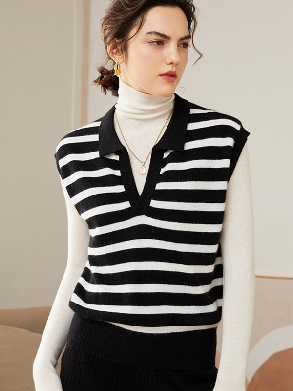(image for) Fashion Striped Cashmere Polo Vest