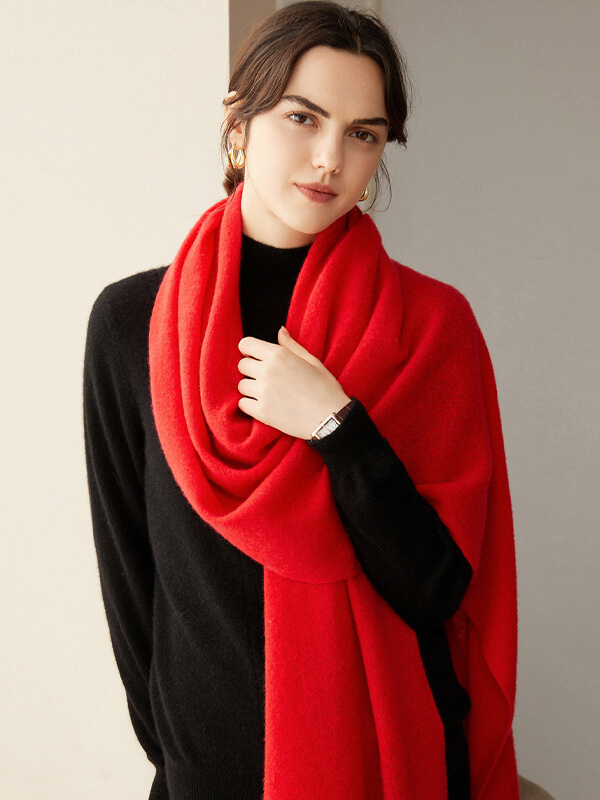 (image for) 100% Cashmere Solid Color Scarf