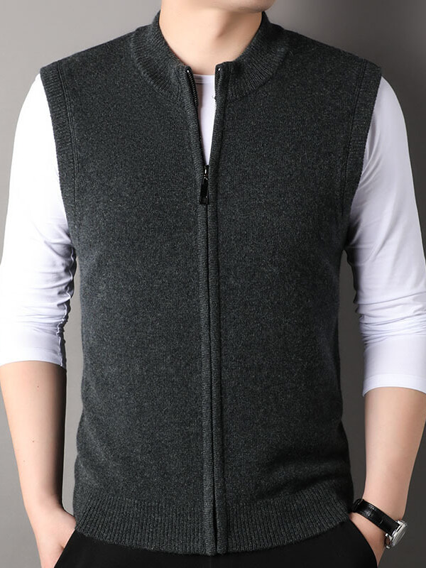 (image for) Men's Classic Sleeveless Layer Full-Zip Cashmere Sweater Vest
