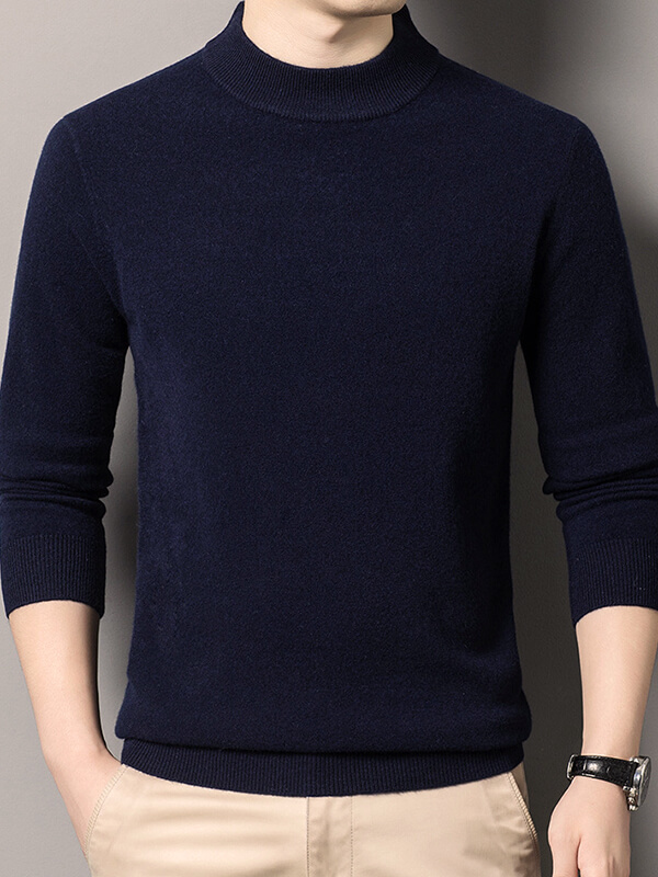(image for) Thickened Mock Neck Cashmere Pullover Sweater For Men