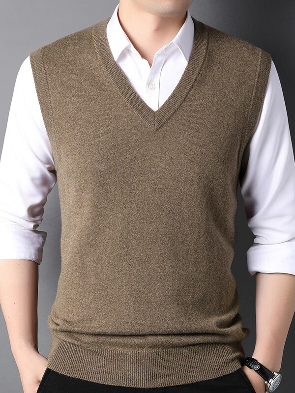 (image for) Men's V-Neck Sleeveless Cashmere Sweater Vest