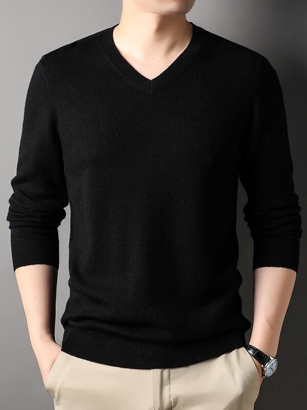 (image for) V-Neck Cashmere Pullover Sweater For Men