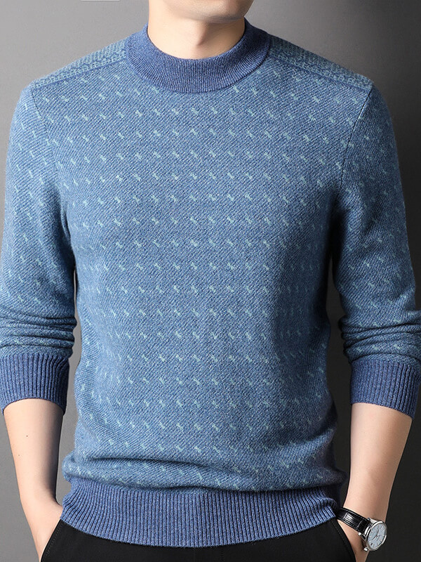 (image for) Men’s Textured 100% Premium Cashmere Mock Neck Sweater