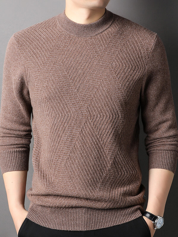 (image for) Classic Herringbone Mock Neck Cashmere Sweater for Men