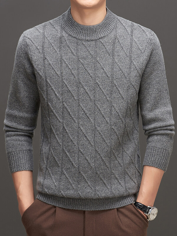 (image for) Men's Classic Ribbed Mock Neck Cashmere Pullover Sweater